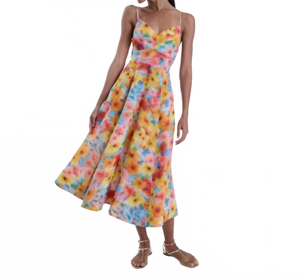 NEW KARINA GRIMALDI june print midi dress in blossom mist